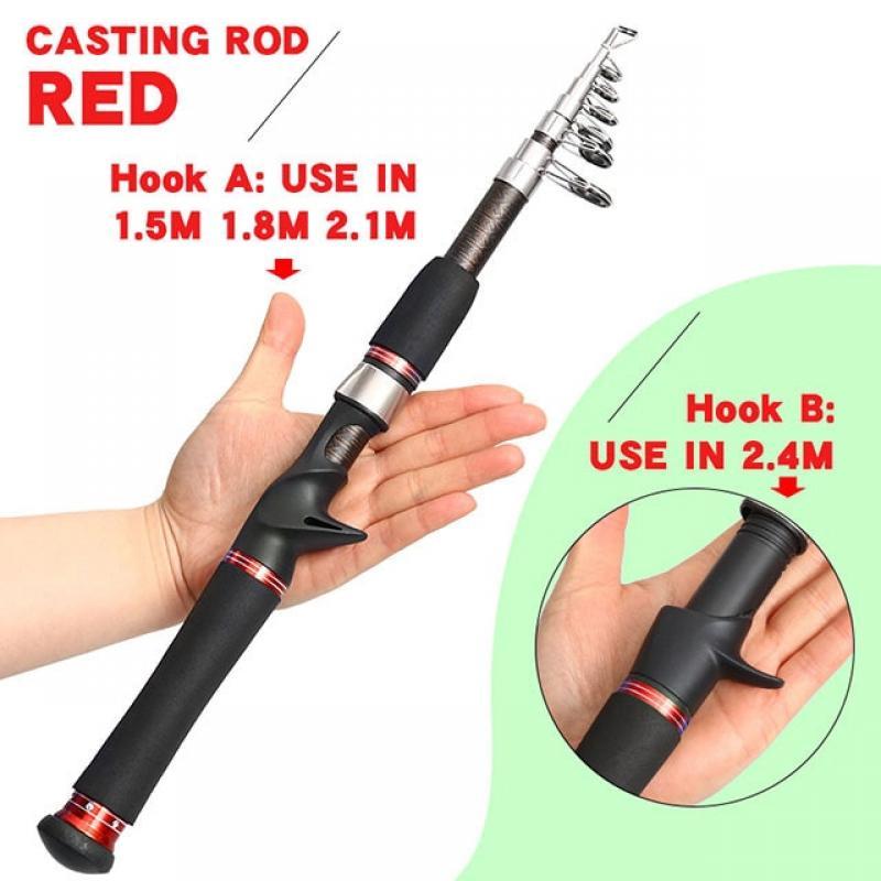 BAKAWA Telescopic Fishing Lure Rod 1.5M 1.8M 2.1M 2.4M Spinning Casting Feeder FRP Fiber Protable Sea Travel Tackle