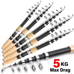 Spinning Rod 2.1m-3.6m Max Pull 5KG Spinning Rod Lure Weight 30-150g Portable Telescopic Fishing Rod For Freshwater Saltwater