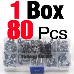 MNFT 80Pcs/Box Size1-10# Spinning Rod Guides Fishing Rod Tips Stainless Steel Ceramics Guides Rings Spinning Pole Accessories