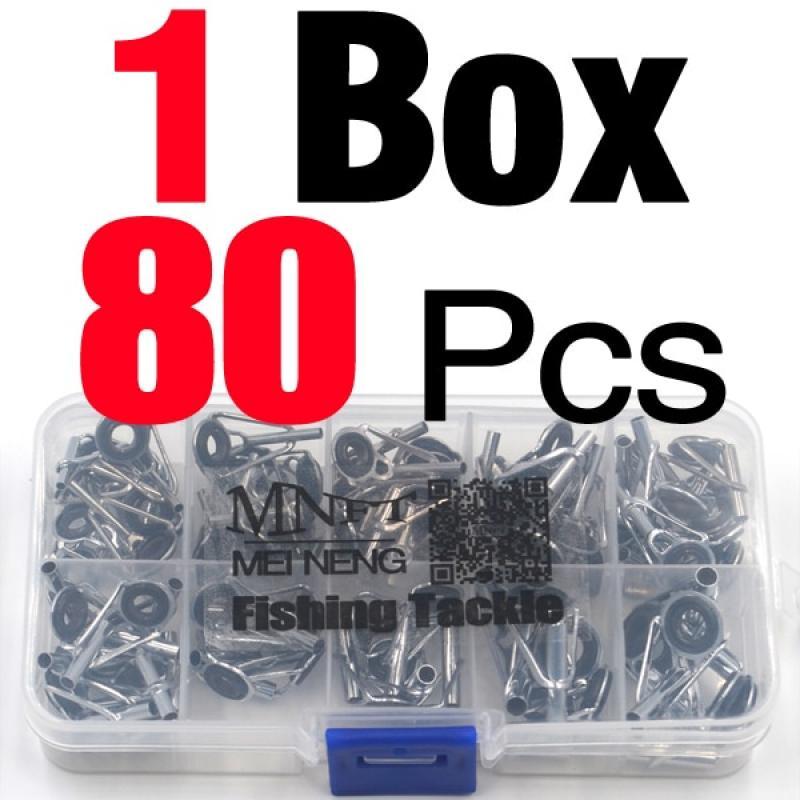 MNFT 80Pcs/Box size1-10# Spinning Rod Guides Fishing Rod Tips Stainless Steel Ceramics Guides Rings Spinning Pole Accessories