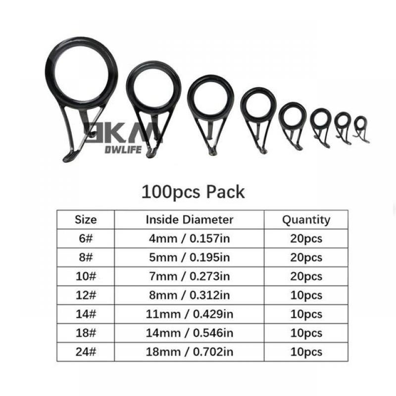 Rod Repair Kit 50Pcs~120Pcs Jigging Rod Building Components 4mm~38mm Stainless Steel Fishing Rod Guides Ceramic Ring Repair Kit