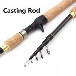 Promotion!  1.8m 2.1m 2.4m 2.7m Spinning Fishing Rod M Power Hard Telescopic Carbon Fiber Travel Pole Wooden Handle