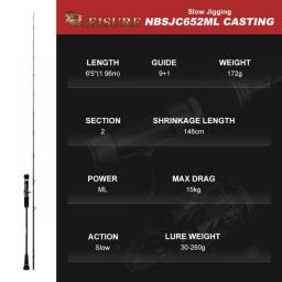 NOEBY Leisure Slow Jigging Fishing Rod 1.83m 1.96m Spinning Casting M ML Max Drag 17kg Lure Weight 30-350g For Sea Fishing Rods