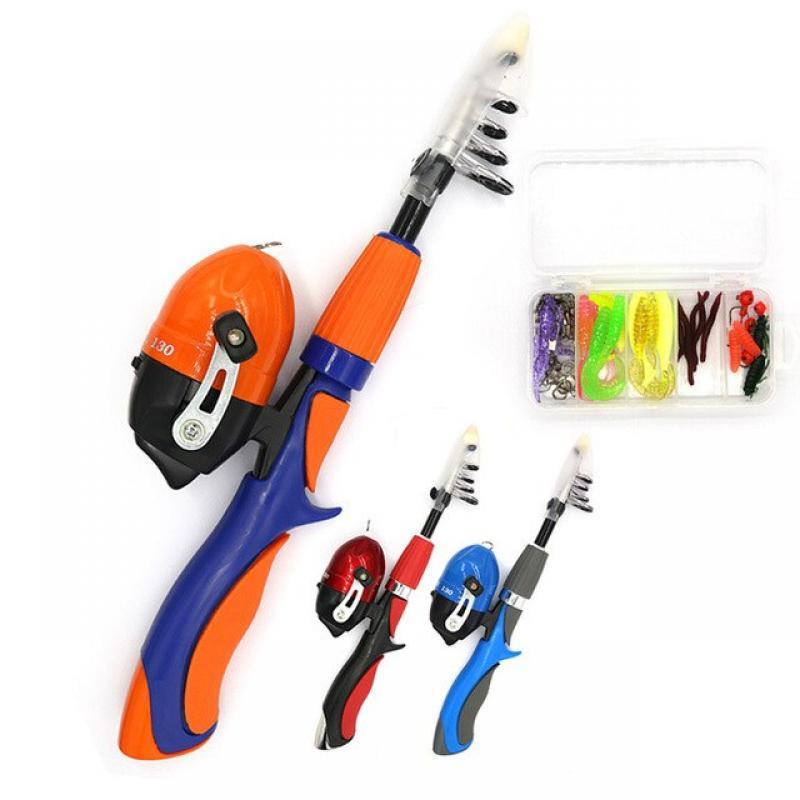 Htdob mini telescopic fishing rod set children's rod fishing reel  accessories fishing rod bag Portable fishing gear
