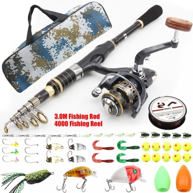 1.8-3.6M Carbon Rod Combination Carbon Telescopic Rotating Fishing Rod Reel Set Short Travel Rod Telescopic Rock Fishing Sea Rod