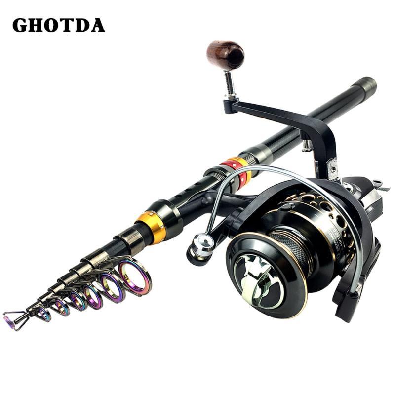 Fishing Rod and Reel Combo Set Telescopic Carbono Fiber Rod 1.8-3.6M Spinning Reel 13BB