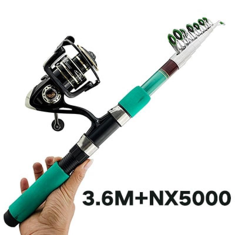 GHOTDA Sea Fishing Combos Spinning Telescopic Fishing Rod Carbon Fibre and Metal Spool Spinning Reel 5.2:1 Bass Crap Fishing