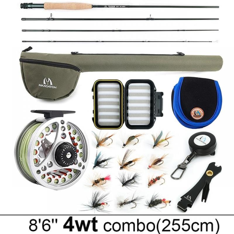 Maximumcatch 3-8WT Fly Fishing Rod And Reel Combo Set 8'6''/9' Medium-fast Fly Rod Pre-spooled Fly Reel & Line &Triangle Tube