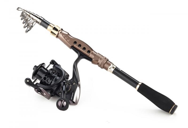 Fishdrops Telescopic Fishing Rod and Reel Combo, Carbon Fiber Fishing Pole Portable Spinning Rod with Spinning Fishing Reel
