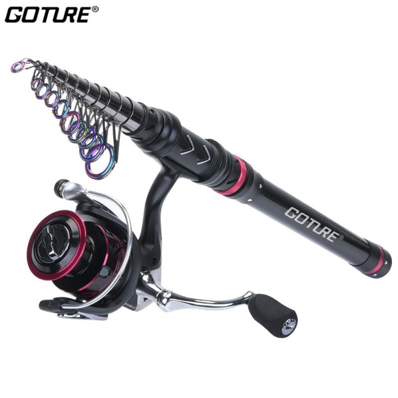 Goture Fishing Rod Reel Combo 1.8M-3.6M Telescopic Rod Carbon Spinning Reel 2000-4000 Series Carp Spinning Fishing Rod Reel kit