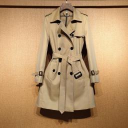 Women's Classic Lapel Mid Length Trench Coat Stylish Double-Breasted Overcoat Slim Dress Jacket With Belt Windproof