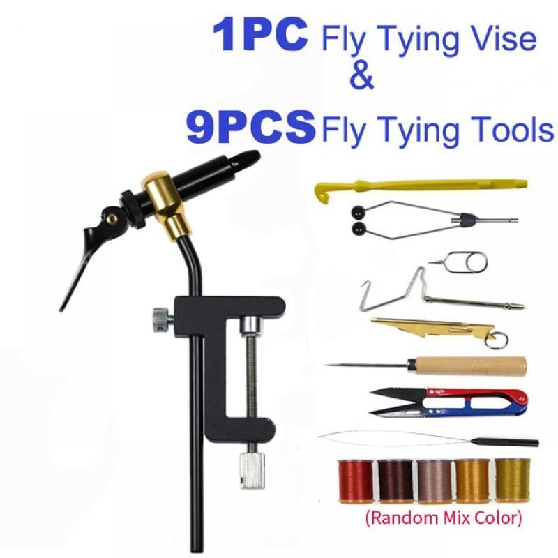 Wifreo Rotary Fly Tying Vise Tools Brass C-clamp Rotating Hook Tool Steel Whip finisher Bobbin Thread Holder Basic Fly Hook Tool