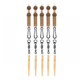 Carp Fishing Accessories Set Five Kits Helicopter Rig Fishing Tackle Anti Tangle Sleeve Quick Change Ring Swivels Multi Clip Kit