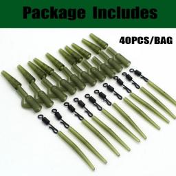 40PCS Carp Fishing Accessories Lead Clip Quick Change Swivel Tail Rubber Anti Tangle Sleeves For Carp Rigs Coarse Fishing Tackle