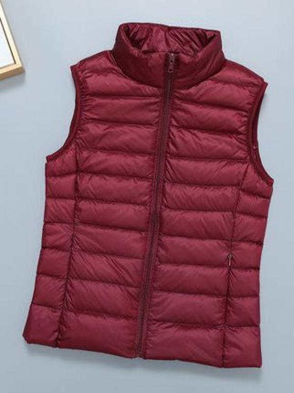 Ultra Light Slim Down Coat Women Winter Stand Collar Thin Jacket Windproof Padded Waistcoat Sleeveless Portable Duck Down Vest