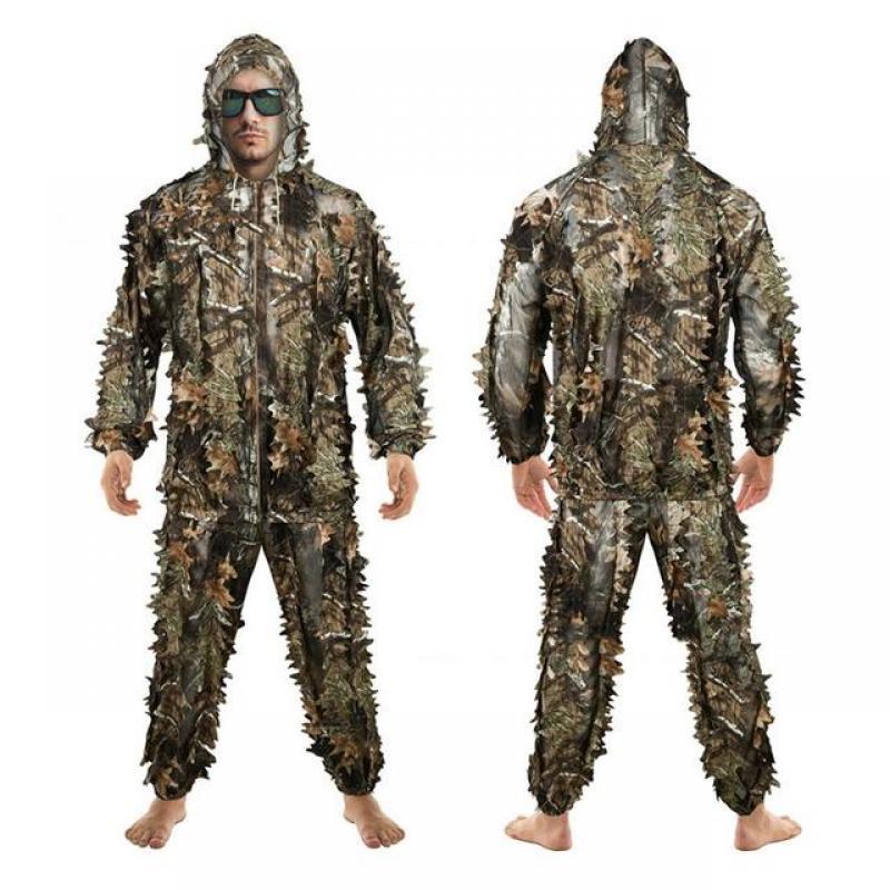 Men Women Kids Outdoor Ghillie Suit Camouflage Clothes Jungle Suit CS Training Leaves Clothing Hunting Suit Pants Hooded Jacket