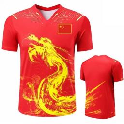CHINA Dragon Table Tennis Jerseys Shorts Sets, Women Ping Pong Kits, Men Table Tennis Shirt Clothes Kids PingPong T Shirts 3918
