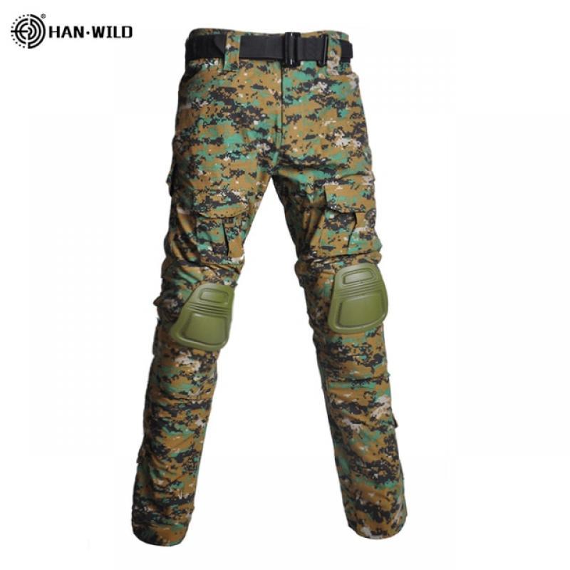 HAN WILD Combat Pants with Knee Pads Airsoft Tactical Trousers Camouflage Waterproof Pants Hiking Men Clothing Military Pants