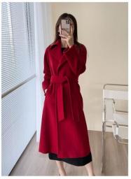 2022 Autumn And Winter High-End M Home Camel Wool Camel Cashmere Coat Women Manuela Long Water Ripple Coat Women