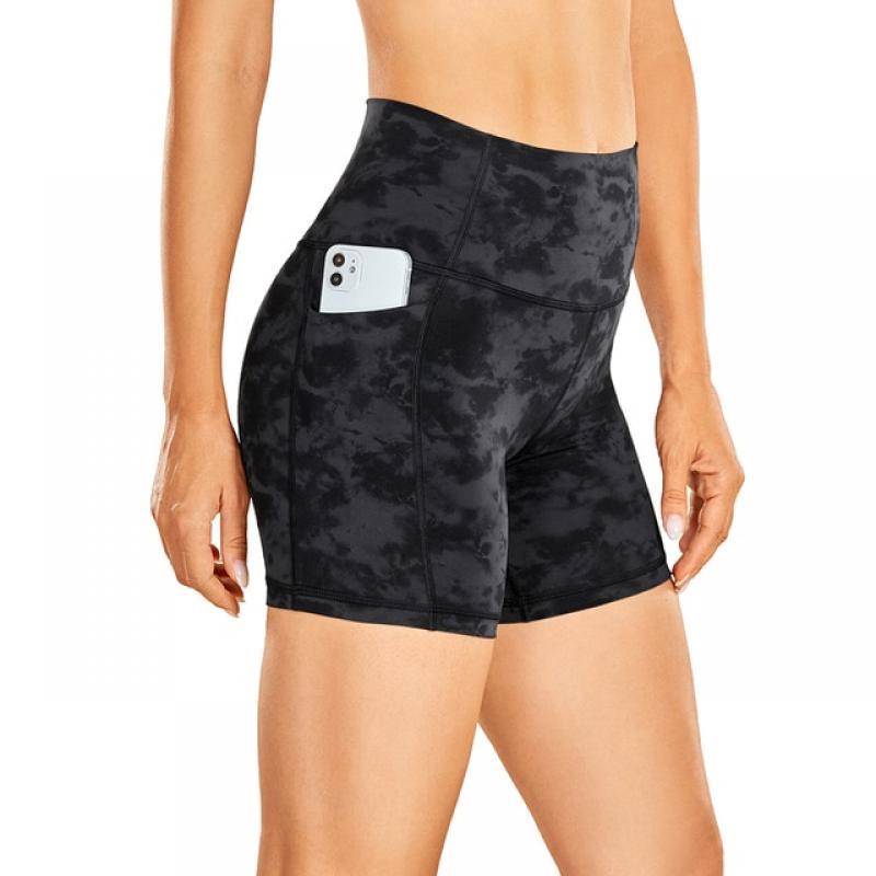 Women's Naked Feeling Biker Shorts - 5'' High Waisted Athletic Shorts Yoga Shorts with Pockets
