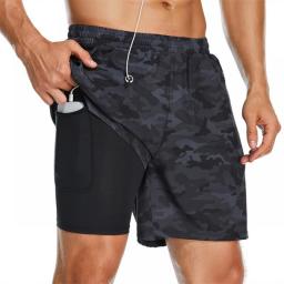 2IN1 Men Running Shorts Joggers Gyms Fitness Bodybuilding Workout Quick Dry Training Workout Clothing With Pocket Sportwear Pant