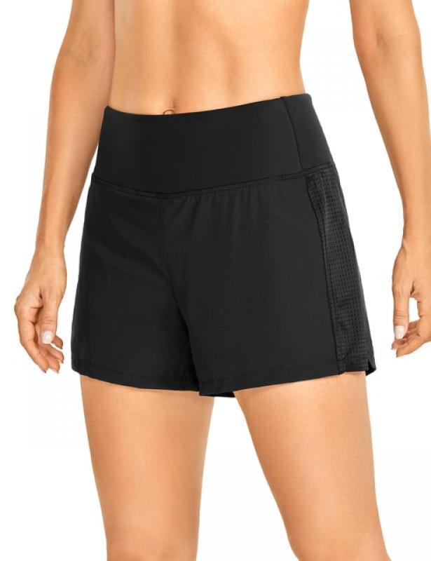Women's 4'' High Waist 2 in 1 Running Shorts with Liner Tennis Workout Athletic Sports Shorts with Zip Pocket