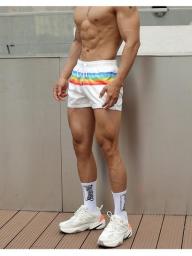 Men's Sport Running Beach Short Pants Rainbow Swimming Trunk Pants Quick-drying Movement Surfing Shorts GYM Swimwear For Male