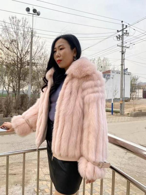 Natural fox leather jacket Fox fur and real sheepskin perfect combination for 2023 Winter luxury fashion for women new wholesale