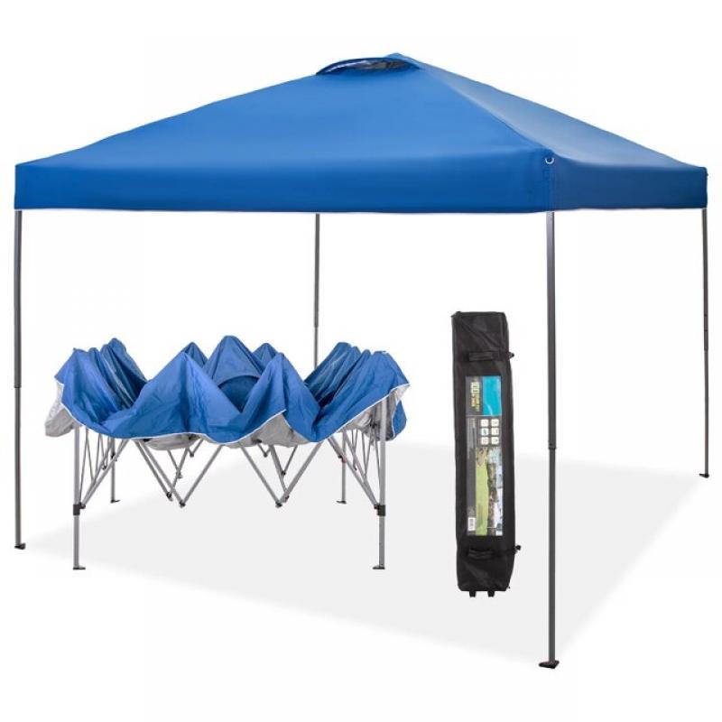 MF Studio 10x10ft Pop-up Canopy Tent Straight Legs Instant Canopy for Outside with Wheeled Bag - White camping tent
