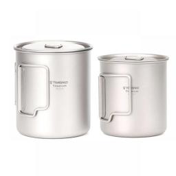 Tomshoo Ultralight Titanium Cup Portable Outdoor Camping Picnic Water Cup Mug With Foldable Handle 300/350/420/450/550/650/750ml