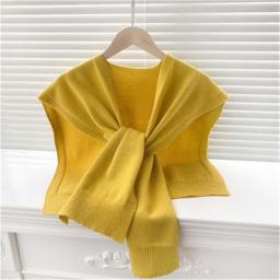 Shrugs Women Sleeveless Knitted Casual Shirts Shoulder Shawl All-match Solid Black Fashion Streetwear Cute Elegant