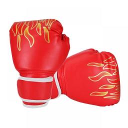 Kids Children Boxing Gloves Professional Flame Mesh Breathable PU Leather Flame Gloves Sanda Boxing Training Glove