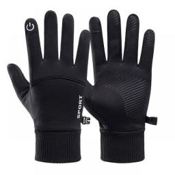 Black Winter Warm Full Fingers Waterproof Cycling Outdoor Sports Running Motorcycle Ski Touch Screen Fleece Gloves