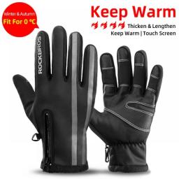 ROCKBROS Bicycle Gloves Unisex Touchscreen Windproof Full Finger Ski Outdoor Camping Hiking Motorcycle Gloves Cycling Equipment
