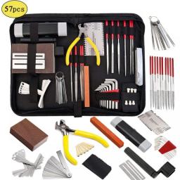 26/57/74 PCS Guitar Repair Maintenance Tools Kit With Carry Bag String Action Ruler Luthier File Guitar Bridge Pins For Guitar
