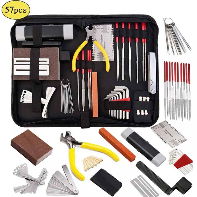 26/57/74 PCS Guitar Repair Maintenance Tools Kit with Carry Bag String Action Ruler Luthier File Guitar Bridge Pins for guitar