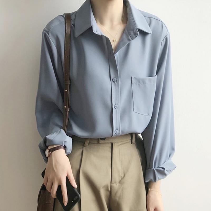 Spring Loose White Shirts for Women Turn-down Collar Solid Female Clothing Elegant Office Ladies Tops 2023 Summer Blouses 11354
