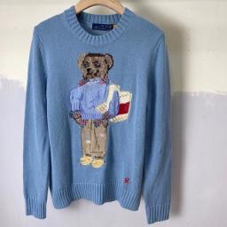 Luxury Cartoon RL Bear Sweater Women Winter Clothing Long Sleeve Top Retro Pullover Harajuku Unisex Sweater Cotton Cashmere Coat