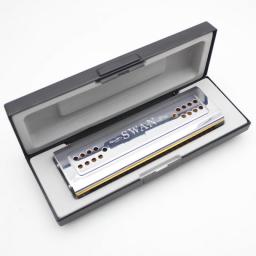 Swan 2-in-1 Dual-sided Tremolo Harmonica Mouth Organ Key Of C&G 24 Double Holes Reed With Padded Box Cleaning Cloth