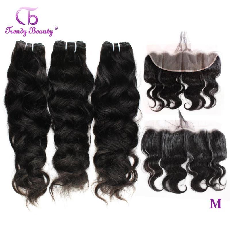 Peruvian Natural Wave Hair With Lace Frontal 13x4 Inches Pre-plucked 100% Human Hair 3Bundles With Frontal Peruvian Natural Wave