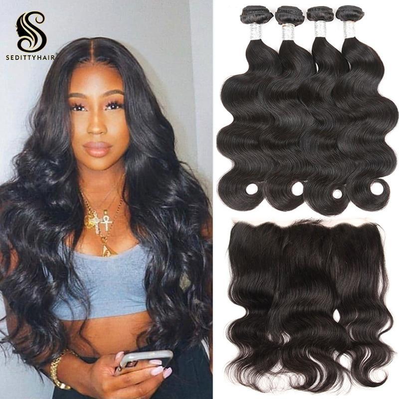 Sedittyhair 28 30Inch Body Wave Bundles Brazilian Hair bundles with frontal 3 4 Bundles With 13x4 Lace Frontal body wave bundles