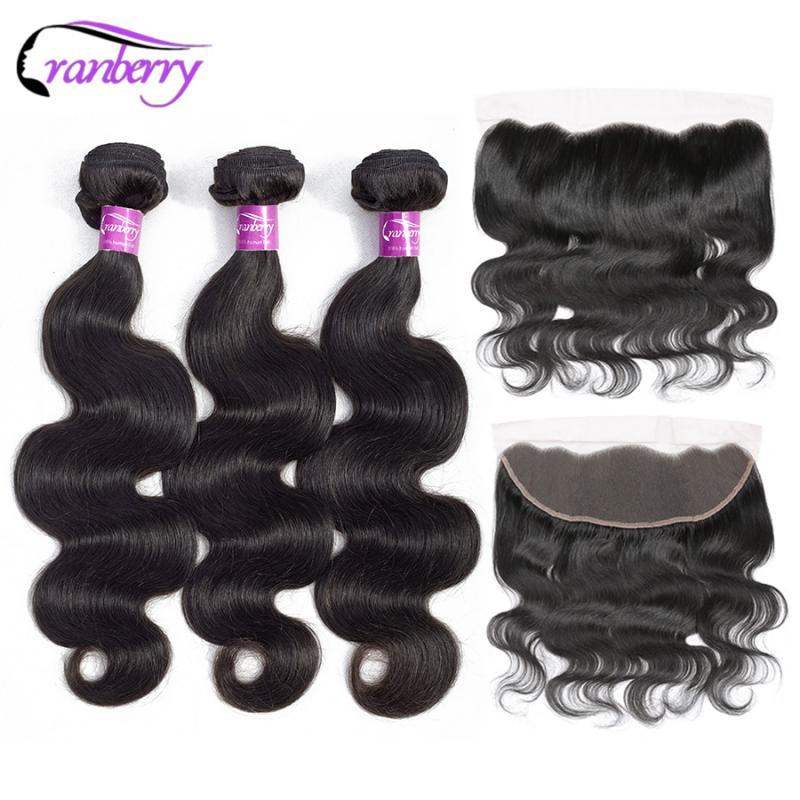 CRANBERRY Hair Body Wave Human Hair Bundles With Frontal 4 pcs/lot Peruvian Hair Weave Bundles With Frontal Remy Hair Extension