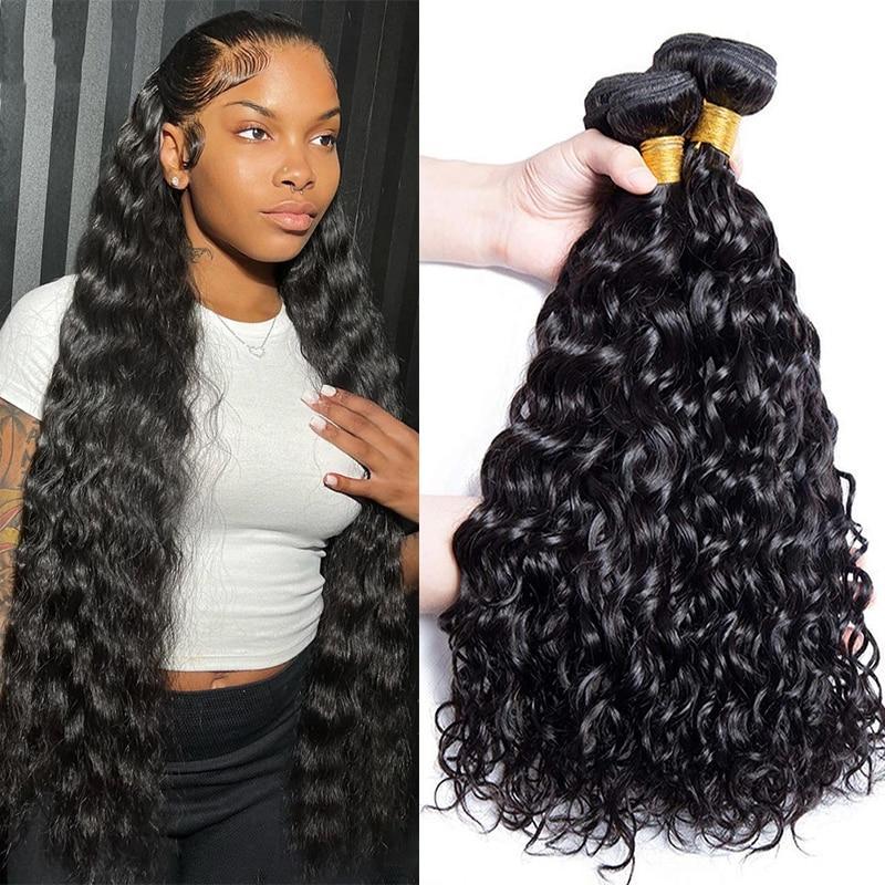 Water Wave Bundles 100% Human Hair Extensions For Women Peruvian Hair Bundle Raw Virgin Hair Unprocessed Human Bundle Curly Hair