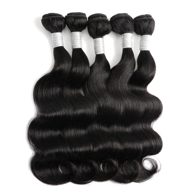 KissHair Body Wave Human Hair Bundles 12 to 22 Inch Remy Indian Hair Extensions 60g/Bundle Natural Black Color Double Weft Hair