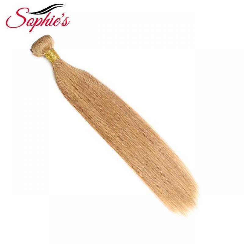 Sophie's 27# Blonde Body Wave Straight Human Hair Weaving 1/3/4 Bundles Brazilian Remy Hair Extensions Double Weft 10-28 Inches