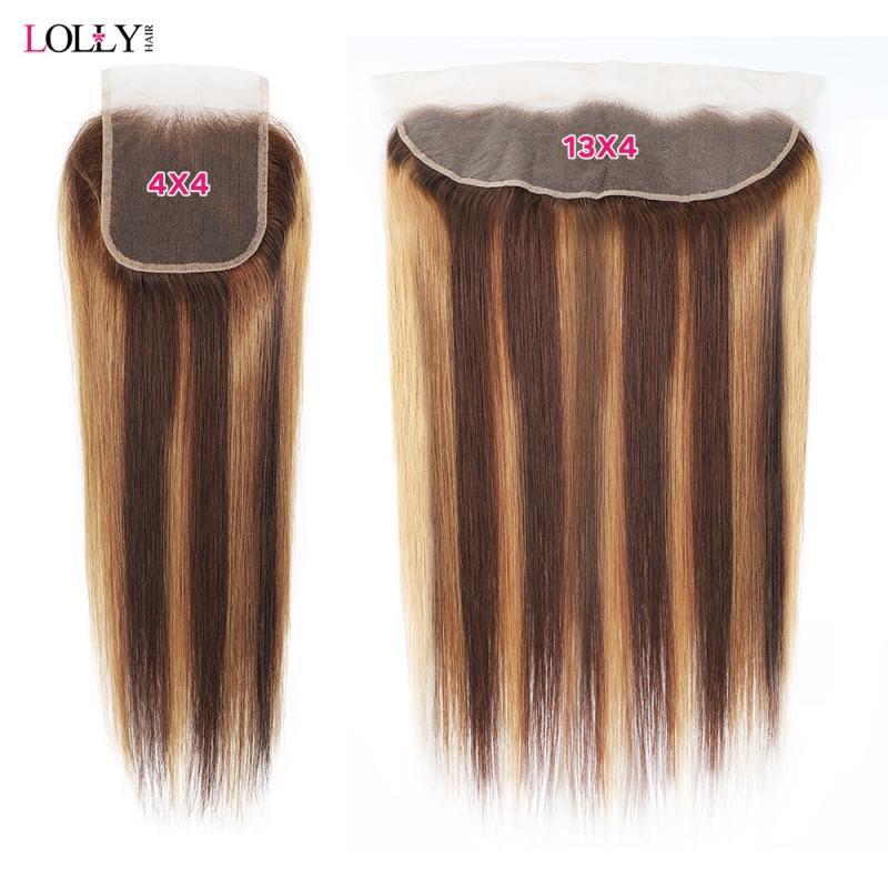 Highlight Human Hair Straight 13x4 Lace Frontal Transparent 4x4 Lace CLosure Free Part Frontal 150% Density Brazilian Remy Hair