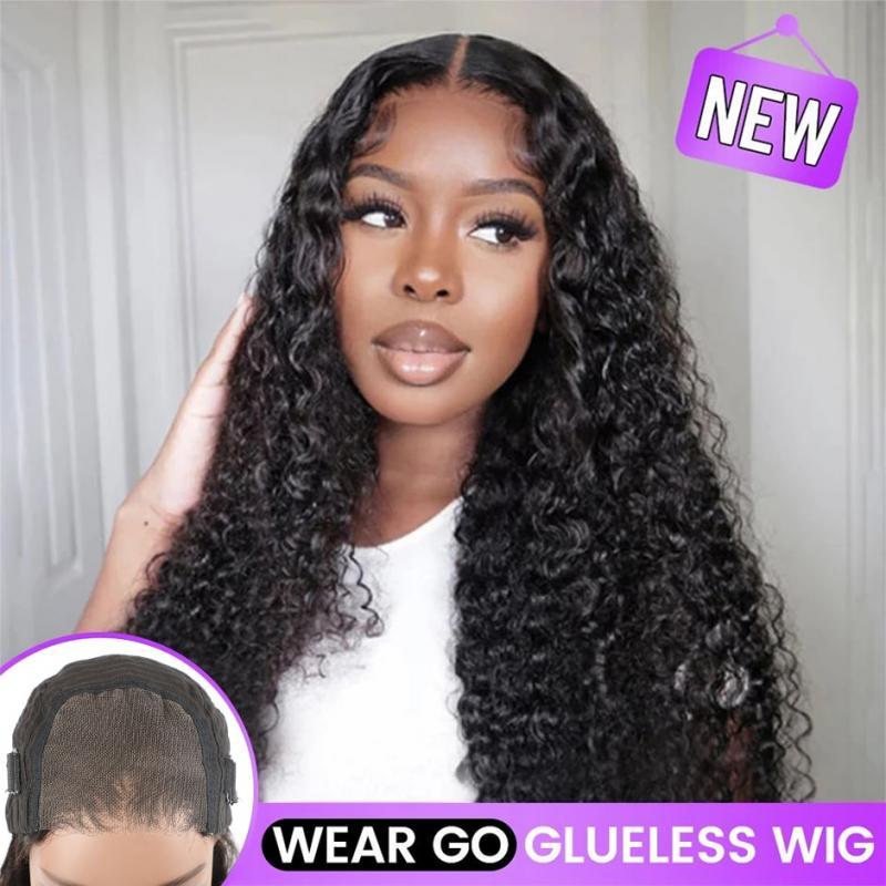 Water Wave Glueless lace front human hair wigs Lace Closure Wigs Tracy Hair Human Hair Pre Cut Lace Wig with Dome Cap