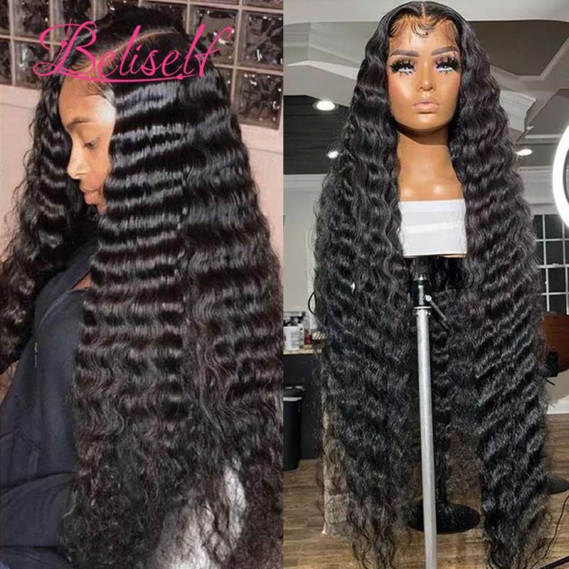 13×6 Loose Deep Wave Wig 360 Lace Frontal Wigs Pre Plucked Transparent HD Lace Front Human Hair Wigs Deep Wave 5x5 Closure Wig