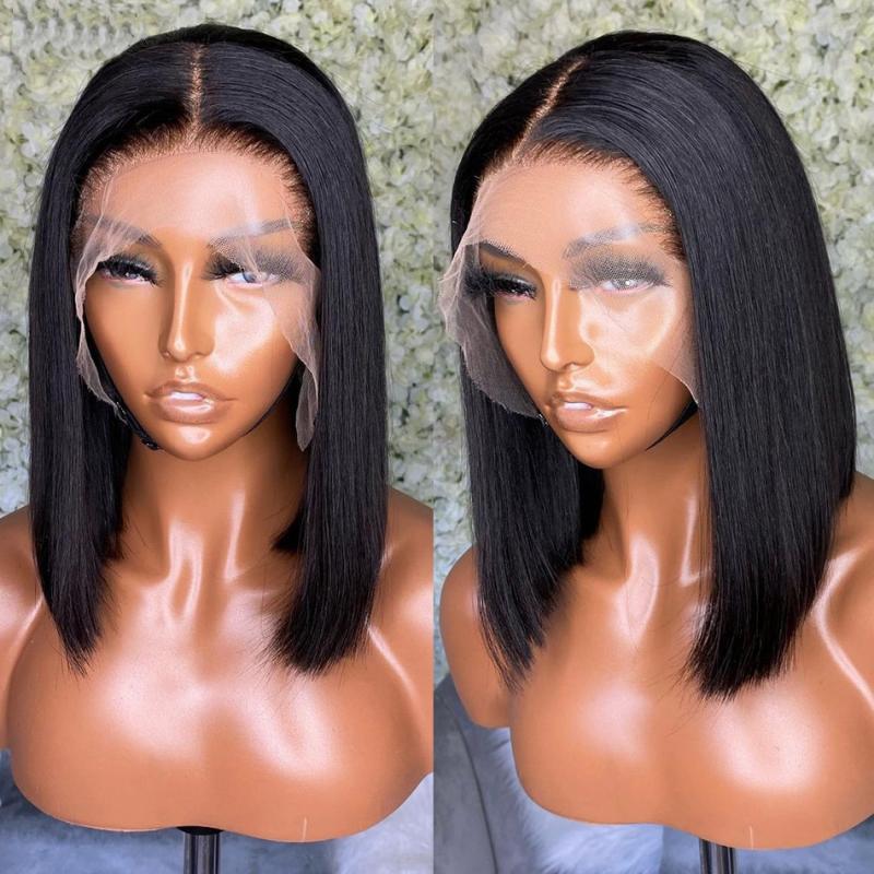 Lace Front Human Hair Wigs for Women 13x4 Bone Straight Bob Virgin Hair Wigs Perruque Cheveux Humain 220 Density Human Hair Wig