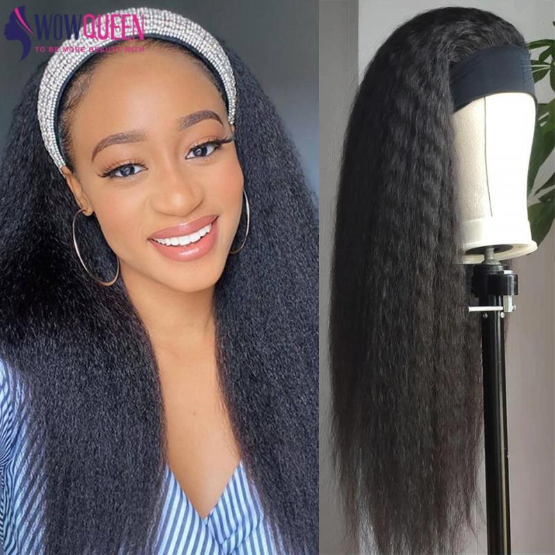 Yaki Straight Headband Wigs Human Hair Kinky Straight Glueless Wig Easy to Go Peruvian Cheap Human Hair Wigs On Sale Clearance